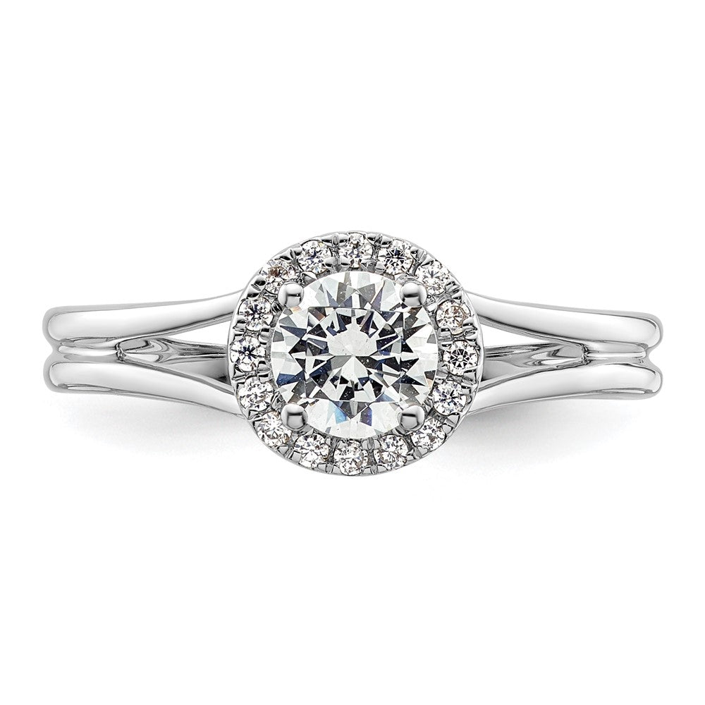 High-Quality 14K White Gold Halo Engagement Ring - Stylish 1/2 Carat Center