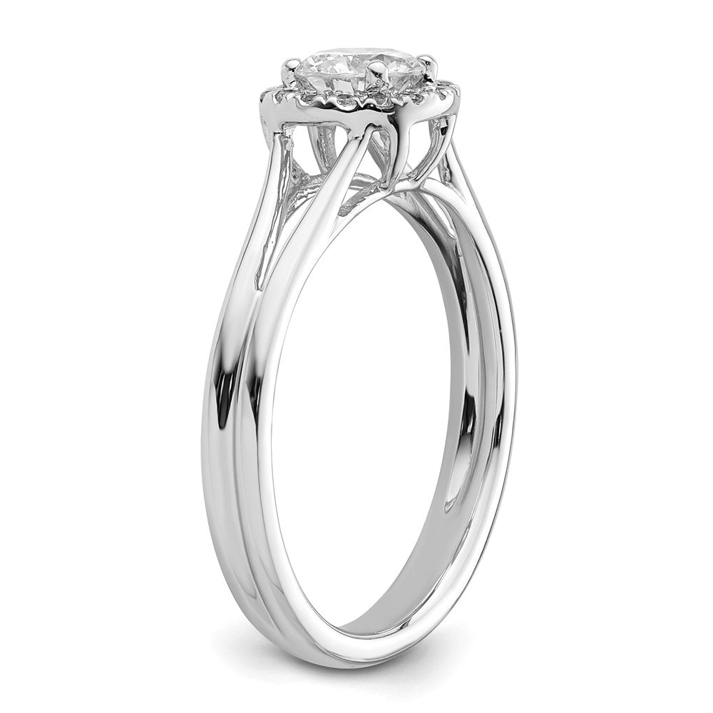 High-Quality 14K White Gold Halo Engagement Ring - Stylish 1/2 Carat Center