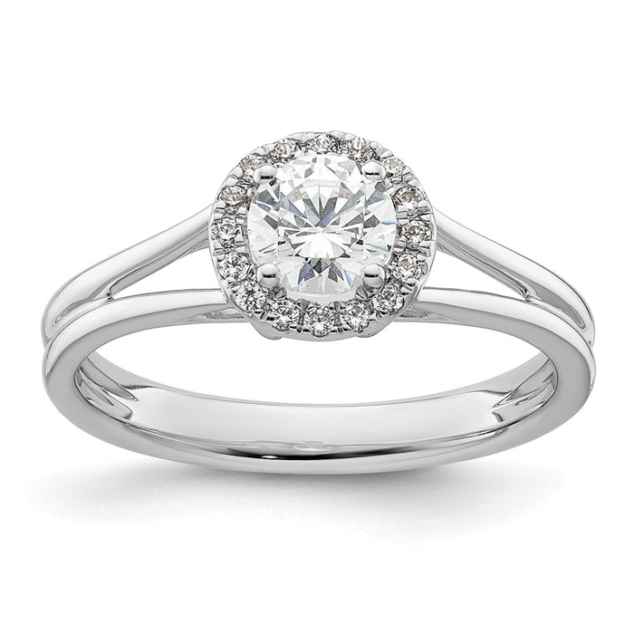 High-Quality 14K White Gold Halo Engagement Ring - Stylish 1/2 Carat Center-1