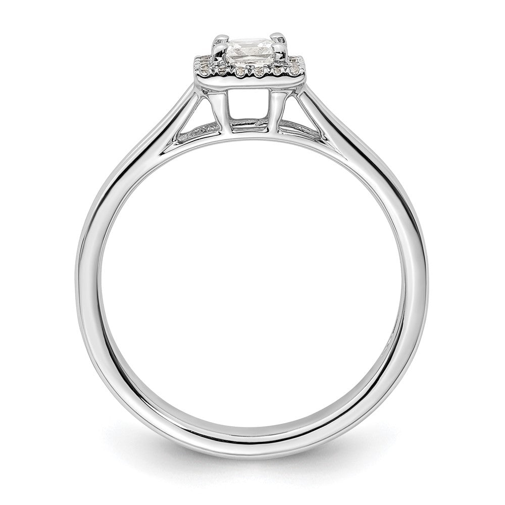 Buy Stylish 14K White Gold Halo Engagement Ring - 1/4 Carat Princess Cut