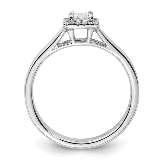 Buy Stylish 14K White Gold Halo Engagement Ring - 1/4 Carat Princess Cut