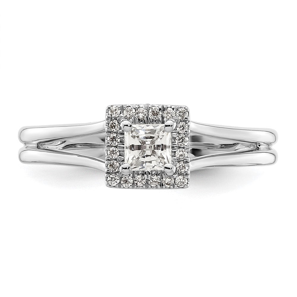 Buy Stylish 14K White Gold Halo Engagement Ring - 1/4 Carat Princess Cut