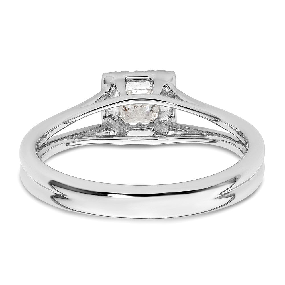 Buy Stylish 14K White Gold Halo Engagement Ring - 1/4 Carat Princess Cut