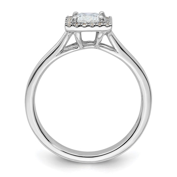14K White Gold Halo Engagement Ring, 1/2 Carat Princess Cut Diamond