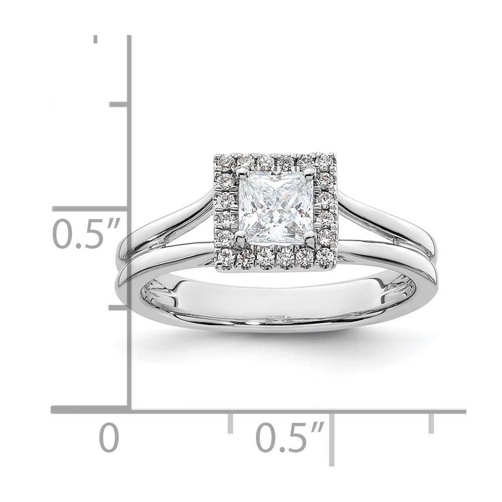 Buy Exclusive 14K White Gold Halo Engagement Ring, 1/2 Carat Princess Cut Diamond