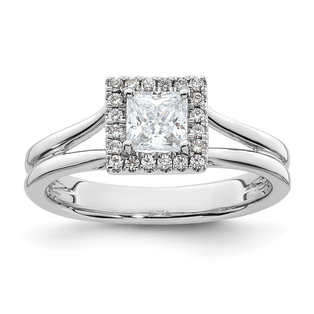 Buy Exclusive 14K White Gold Halo Engagement Ring, 1/2 Carat Princess Cut Diamond