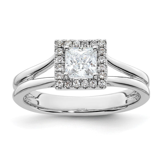 Buy Exclusive 14K White Gold Halo Engagement Ring, 1/2 Carat Princess Cut Diamond