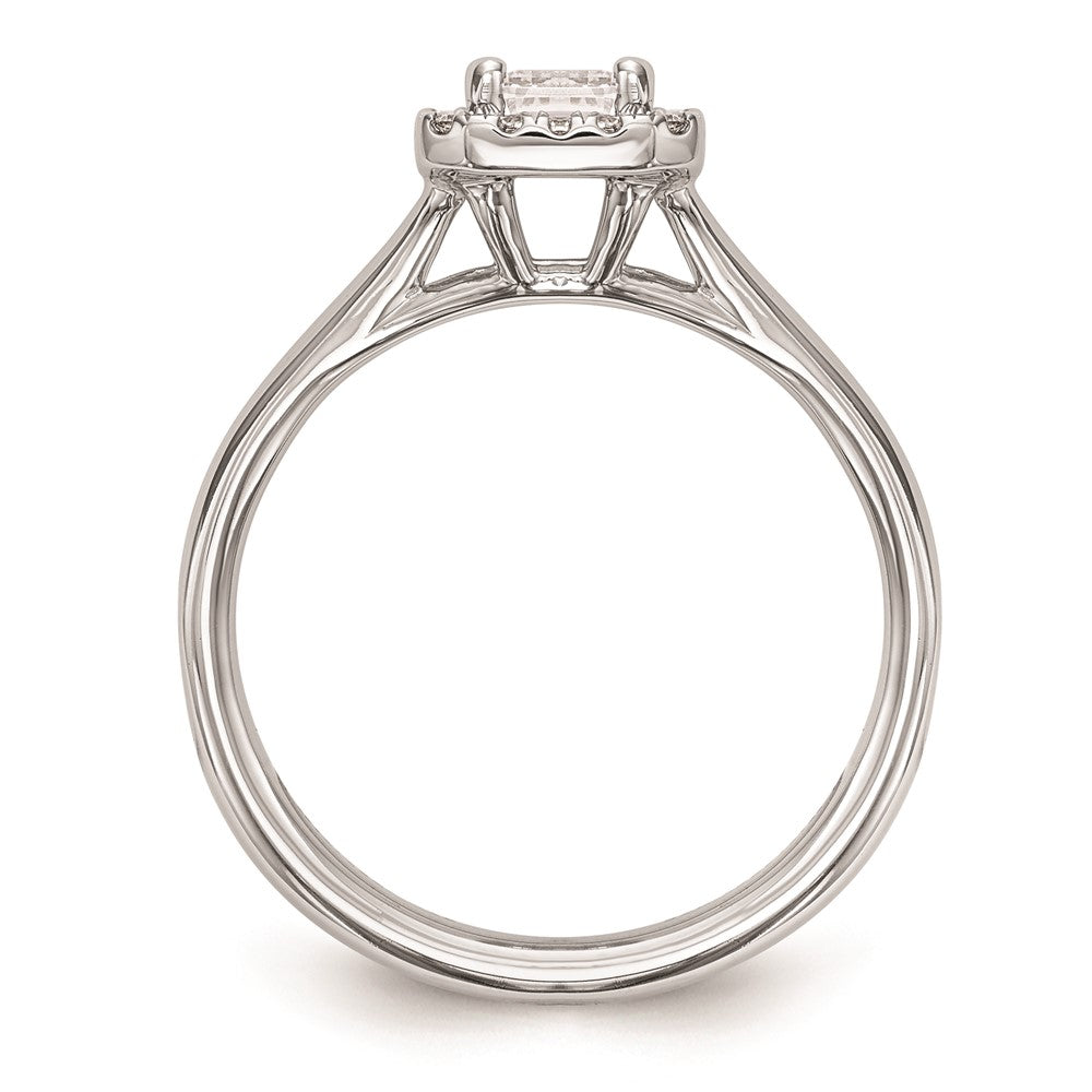 Buy Stylish 14K White Gold Engagement Ring with 1/4 Carat Emerald-Cut Halo