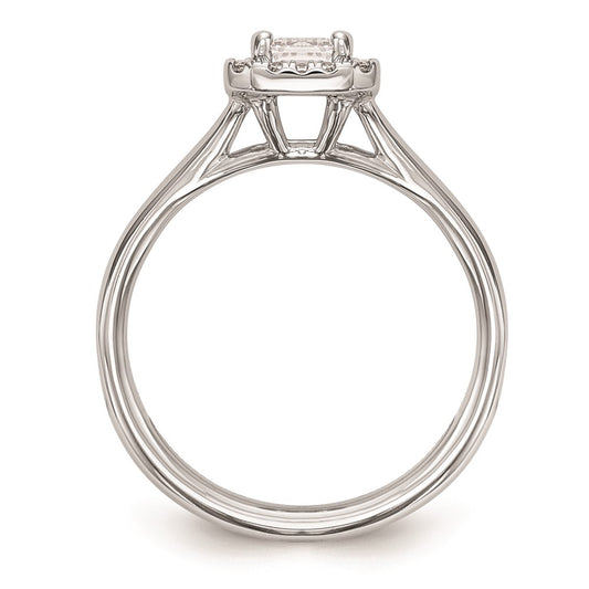 Buy Stylish 14K White Gold Engagement Ring with 1/4 Carat Emerald-Cut Halo