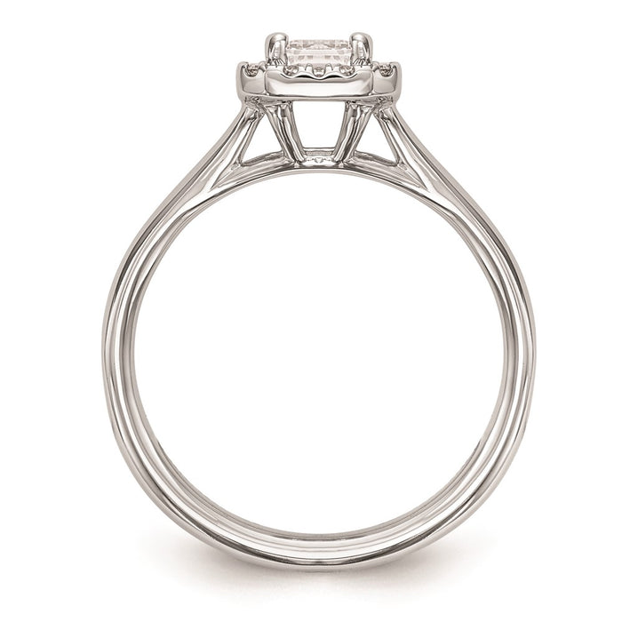 Buy Stylish 14K White Gold Engagement Ring with 1/4 Carat Emerald-Cut Halo-2