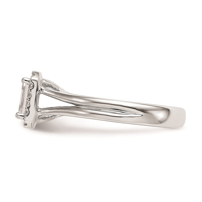 Buy Stylish 14K White Gold Engagement Ring with 1/4 Carat Emerald-Cut Halo-3