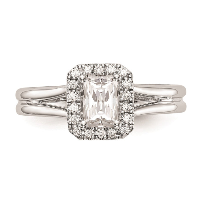 Buy Stylish 14K White Gold Engagement Ring with 1/4 Carat Emerald-Cut Halo-4