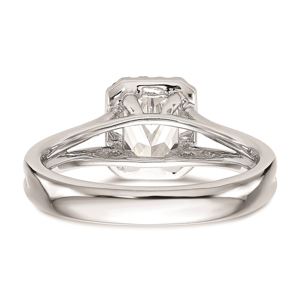 Buy Stylish 14K White Gold Engagement Ring with 1/4 Carat Emerald-Cut Halo