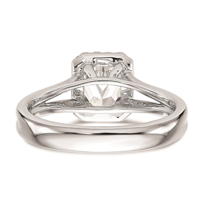Buy Stylish 14K White Gold Engagement Ring with 1/4 Carat Emerald-Cut Halo-5
