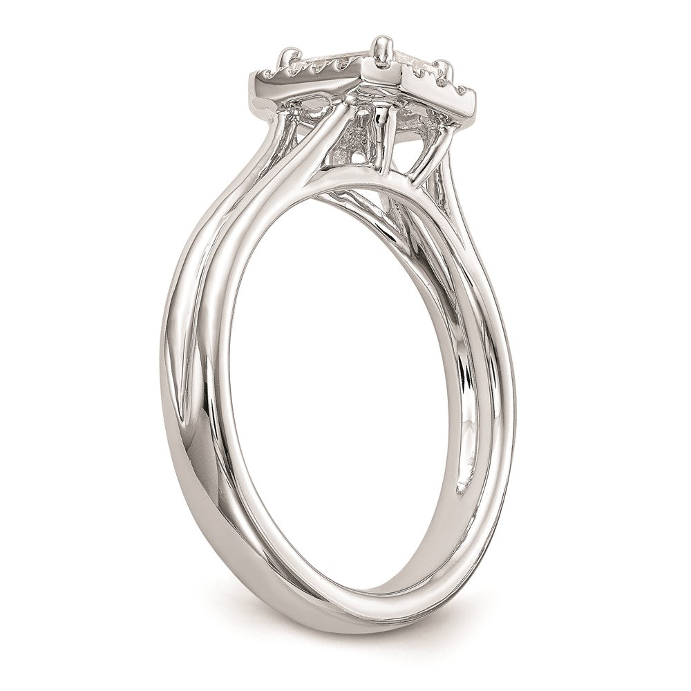 Buy Stylish 14K White Gold Engagement Ring with 1/4 Carat Emerald-Cut Halo