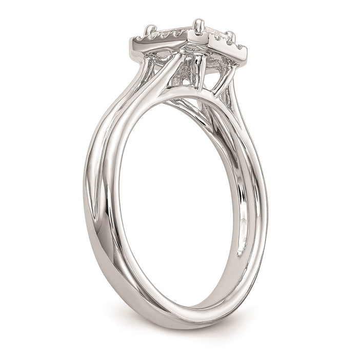 Buy Stylish 14K White Gold Engagement Ring with 1/4 Carat Emerald-Cut Halo-6
