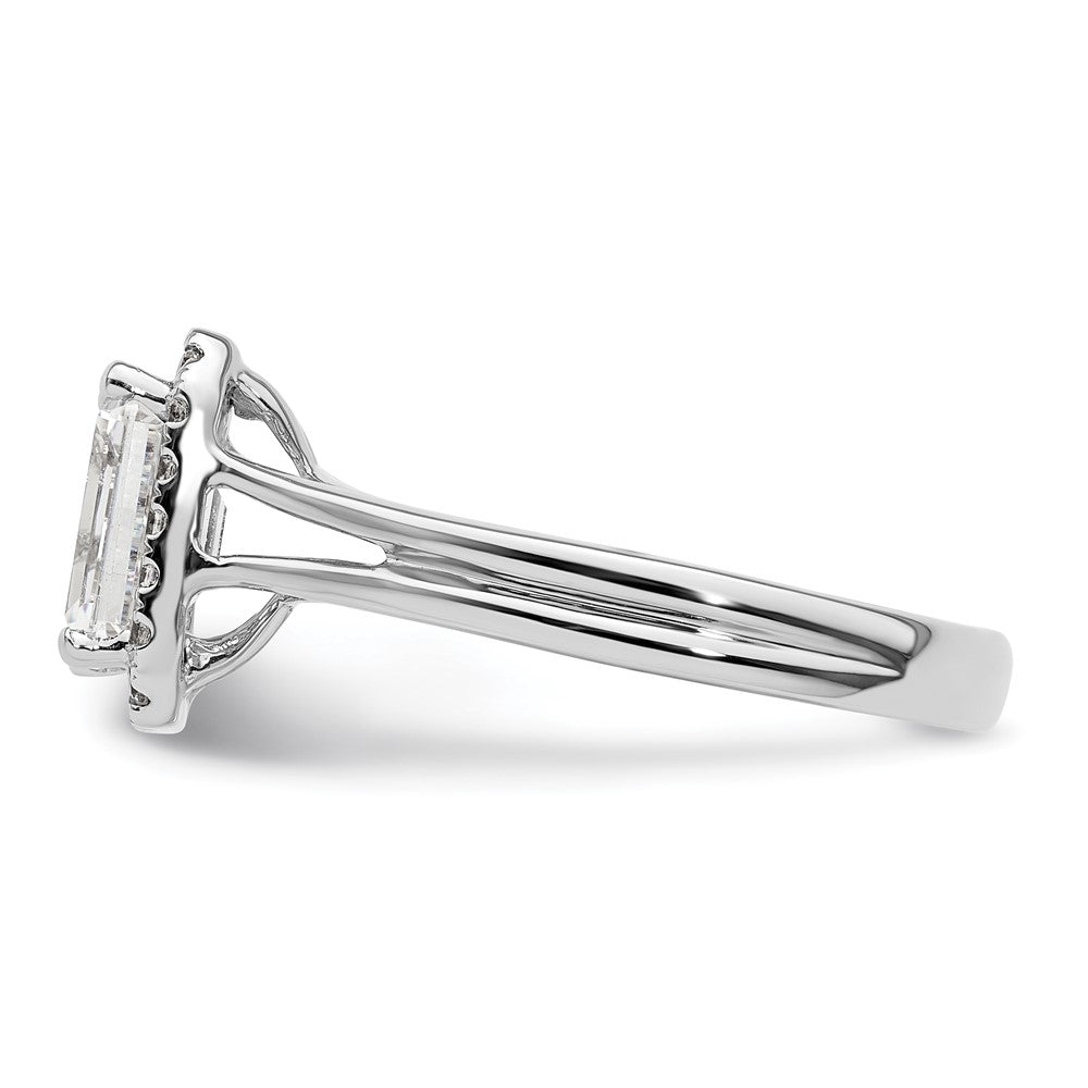 Buy Exclusive 14K White Gold Halo Engagement Ring, 1.5 Carat Emerald-Cut Center