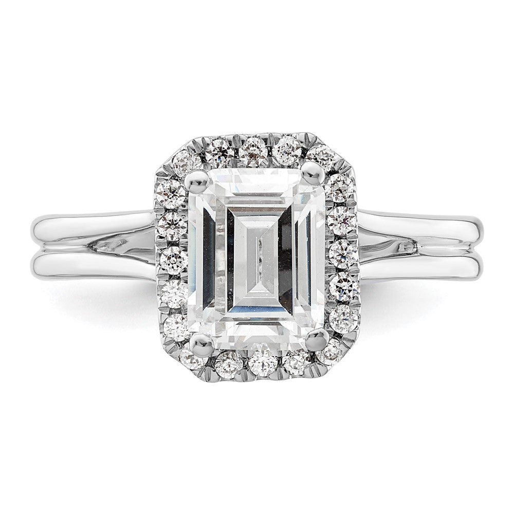 Buy Exclusive 14K White Gold Halo Engagement Ring, 1.5 Carat Emerald-Cut Center