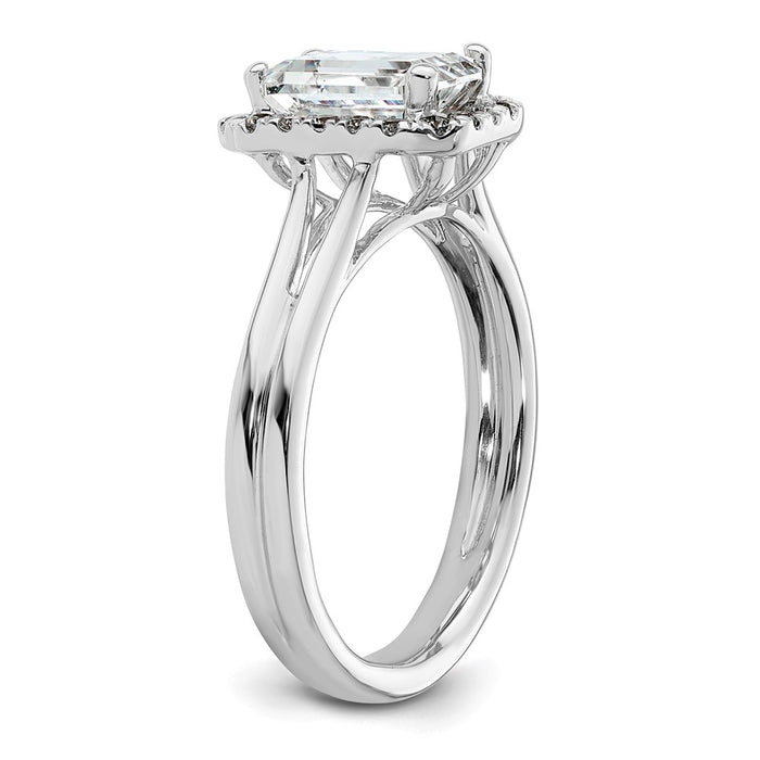 Buy Exclusive 14K White Gold Halo Engagement Ring, 1.5 Carat Emerald-Cut Center-6