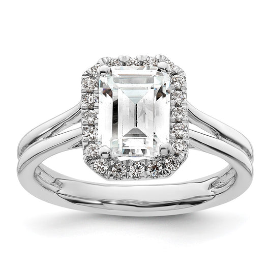 Buy Exclusive 14K White Gold Halo Engagement Ring, 1.5 Carat Emerald-Cut Center