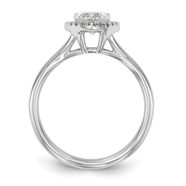 14K White Gold Halo Engagement Ring, 1 Carat Heart-Center