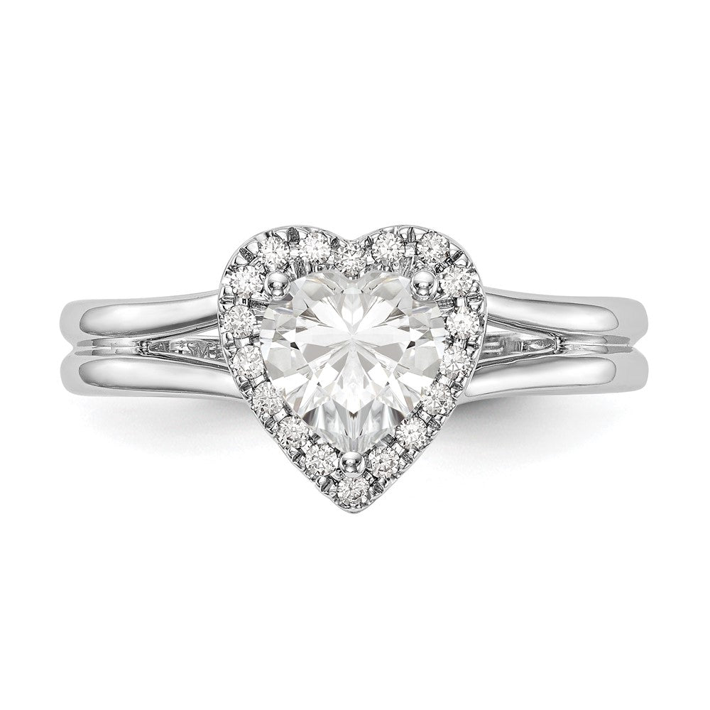Designer 14K White Gold Halo Engagement Ring, 1 Carat Heart-Center, Stylish Value
