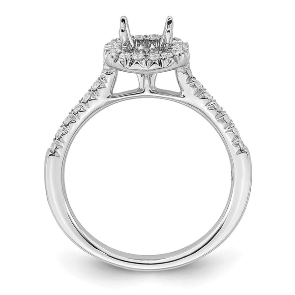 14K White Gold Halo Semi-Mount Engagement Ring, 1/2 Carat
