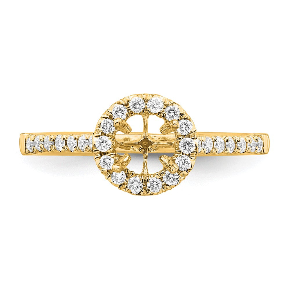 Buy Exclusive 14K Yellow Gold Round Halo Diamond Semi-Mount Ring - Stylish Design