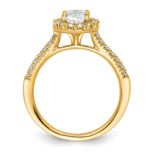 Buy Stylish 14K Yellow Gold Round Halo Diamond Semi-Mount Engagement Ring