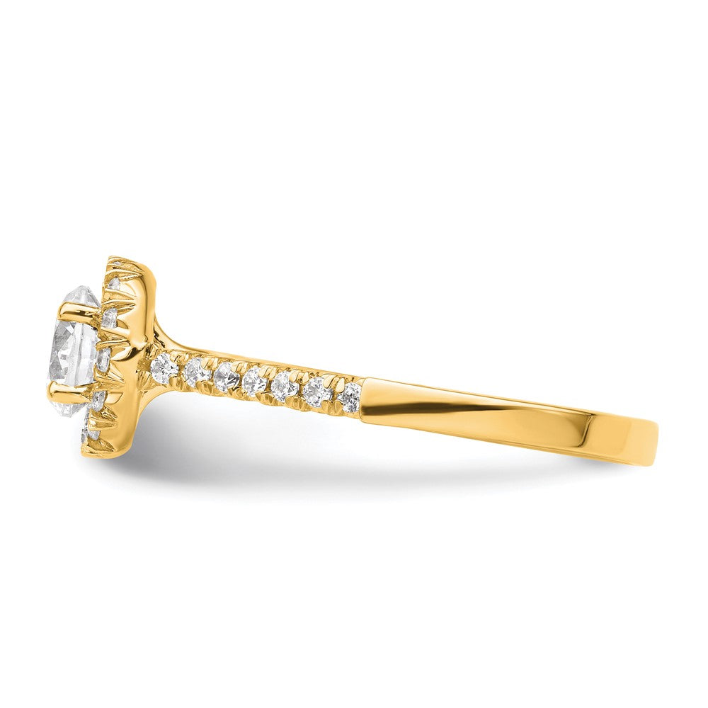 Buy Stylish 14K Yellow Gold Round Halo Diamond Semi-Mount Engagement Ring