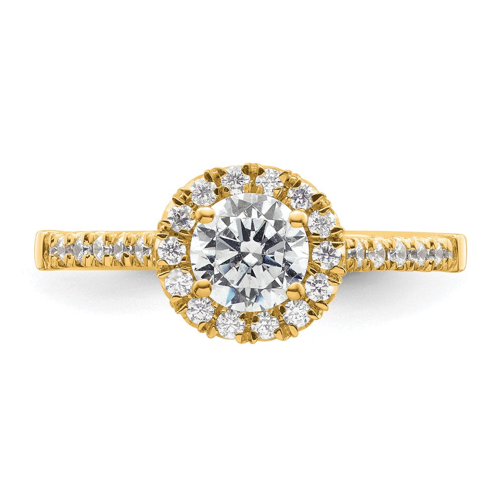 Buy Stylish 14K Yellow Gold Round Halo Diamond Semi-Mount Engagement Ring