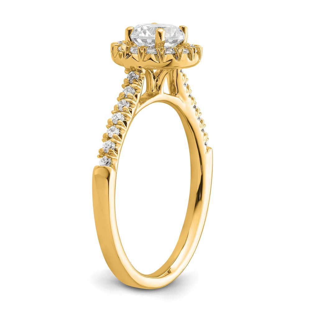 Buy Stylish 14K Yellow Gold Round Halo Diamond Semi-Mount Engagement Ring