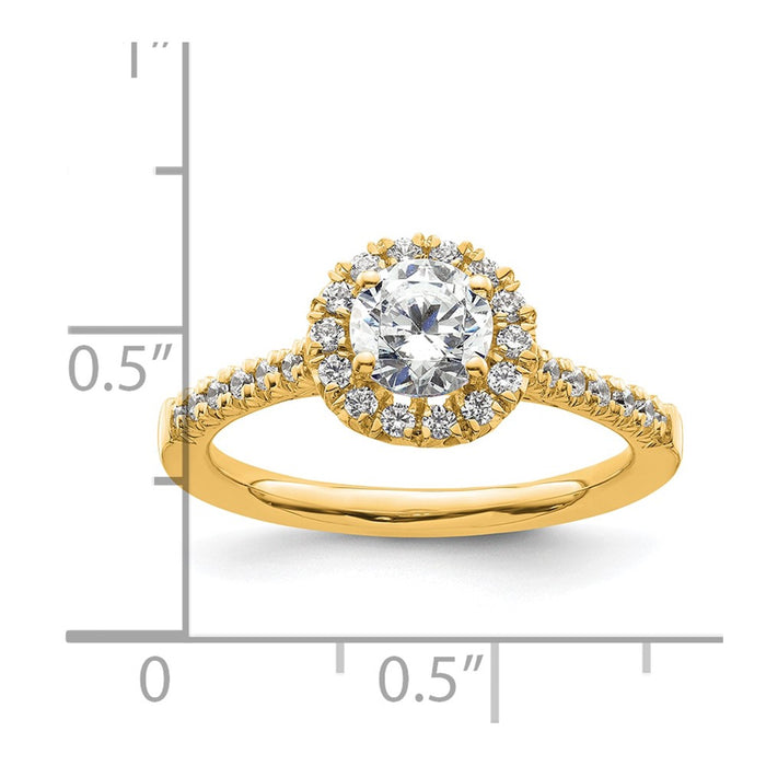 Buy Stylish 14K Yellow Gold Round Halo Diamond Semi-Mount Engagement Ring-7