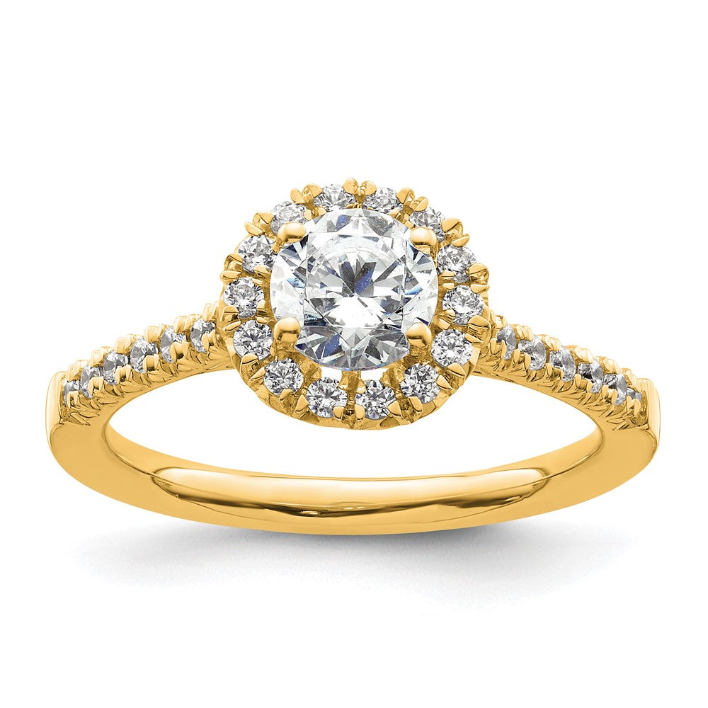 Buy Stylish 14K Yellow Gold Round Halo Diamond Semi-Mount Engagement Ring