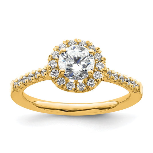 Buy Stylish 14K Yellow Gold Round Halo Diamond Semi-Mount Engagement Ring