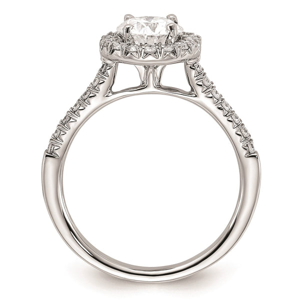 14K White Gold Halo Engagement Ring, 2 Carat Semi-Mount