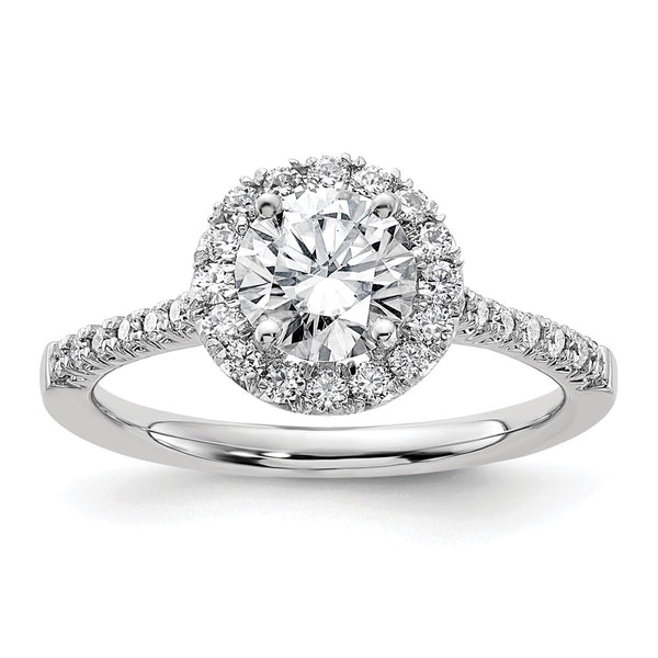 14K White Gold Halo Engagement Ring, 2 Carat Semi-Mount