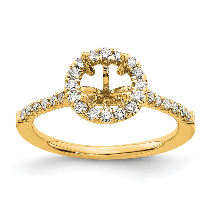 Buy Designer 14K Gold Round Halo Diamond Semi-Mount Engagement Ring - Luxury Value-9