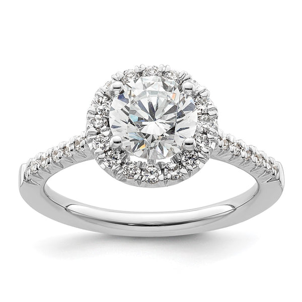 14K White Gold Halo Semi-Mount Ring for 1.25 Carat Diamonds