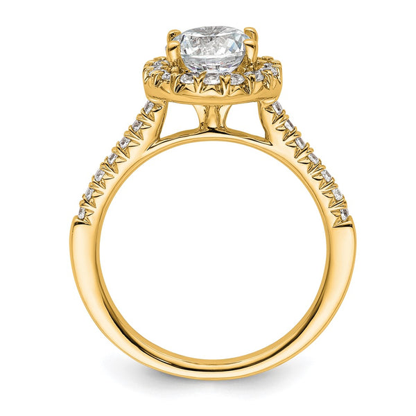 14K Gold Round Halo Diamond Semi-Mount Engagement Ring - 1.2CT