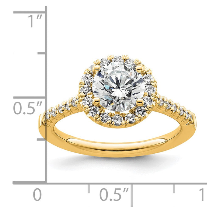 Buy Stylish 14K Gold Round Halo Diamond Semi-Mount Engagement Ring - 1.2CT-7