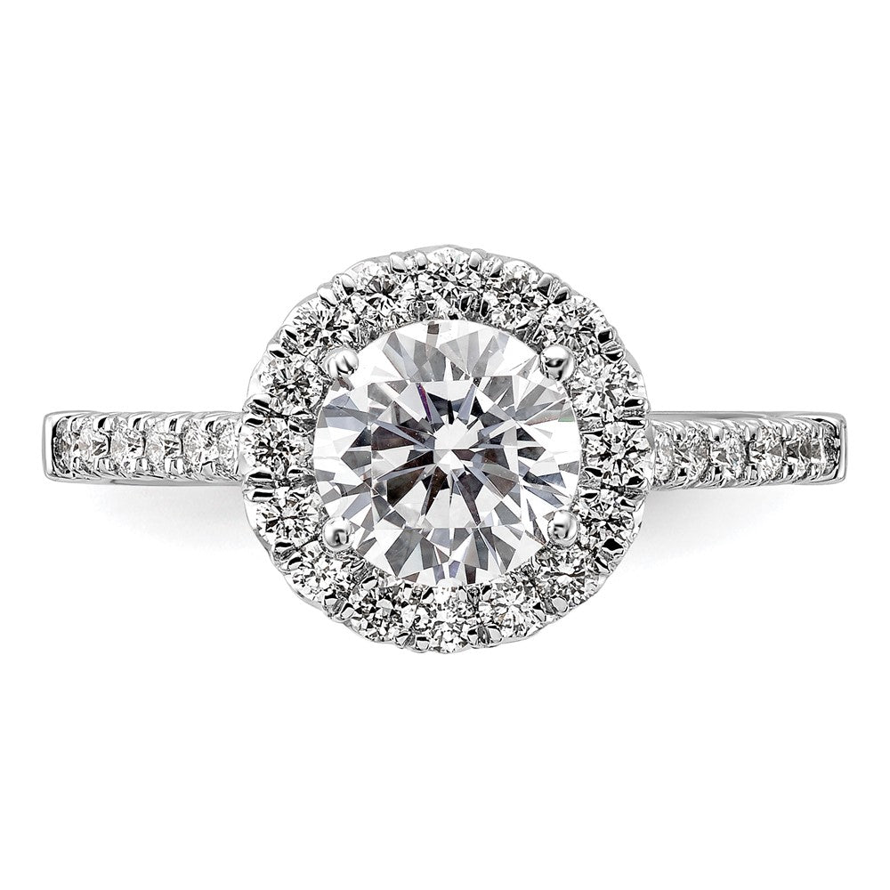 Exclusive 14K White Gold Halo Semi-Mount Engagement Ring | 1.5 Carat Style Value