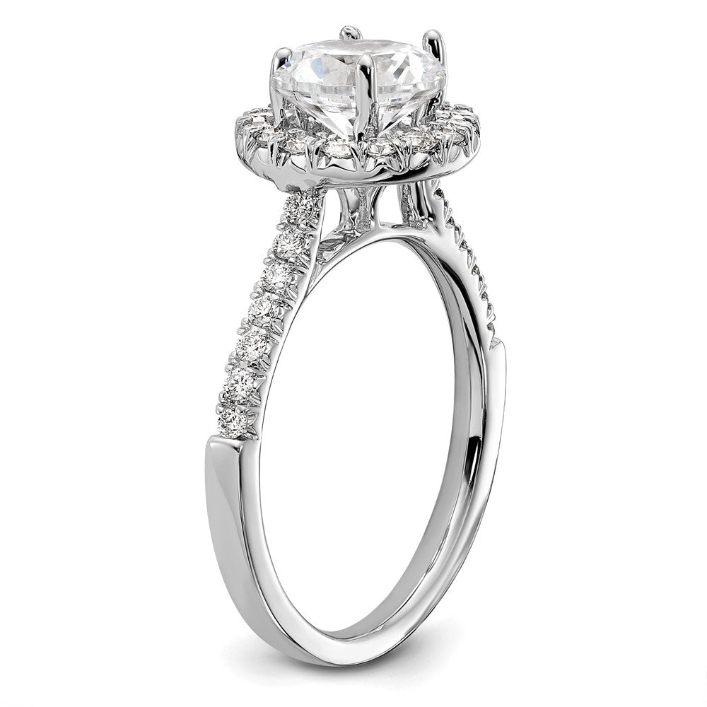 Exclusive 14K White Gold Halo Semi-Mount Engagement Ring | 1.5 Carat Style Value