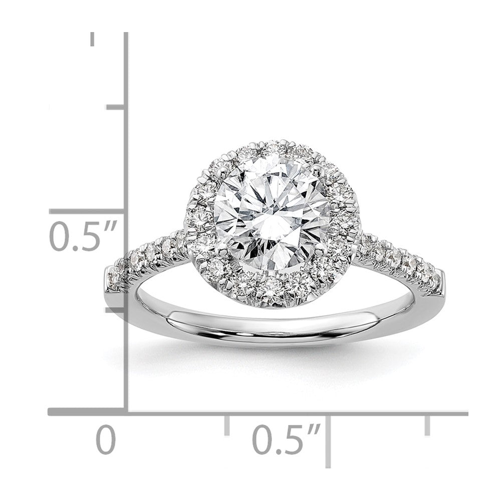Exclusive 14K White Gold Halo Semi-Mount Engagement Ring | 1.5 Carat Style Value