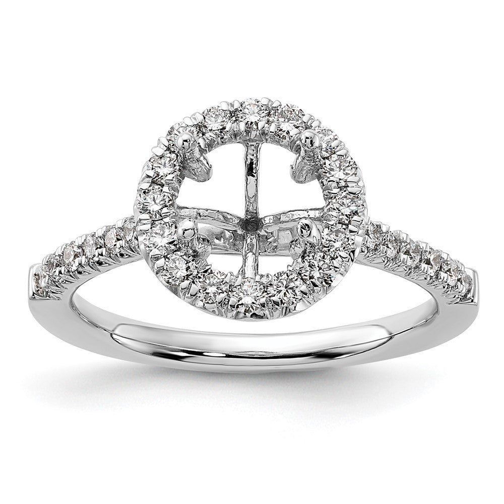 Exclusive 14K White Gold Halo Semi-Mount Engagement Ring | 1.5 Carat Style Value