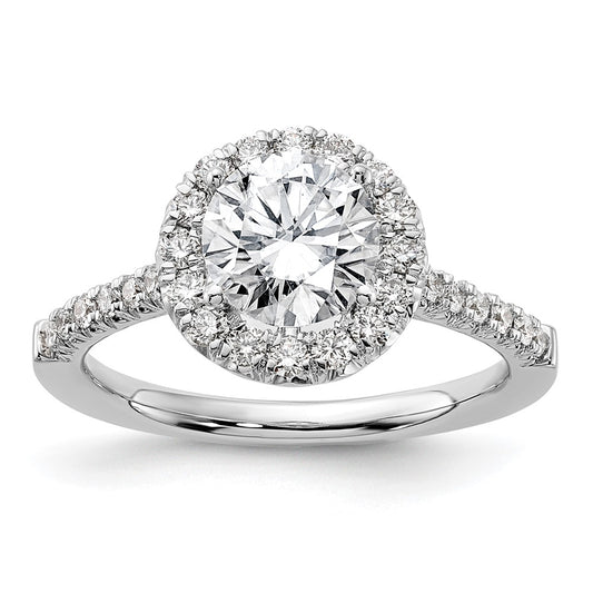 Exclusive 14K White Gold Halo Semi-Mount Engagement Ring | 1.5 Carat Style Value