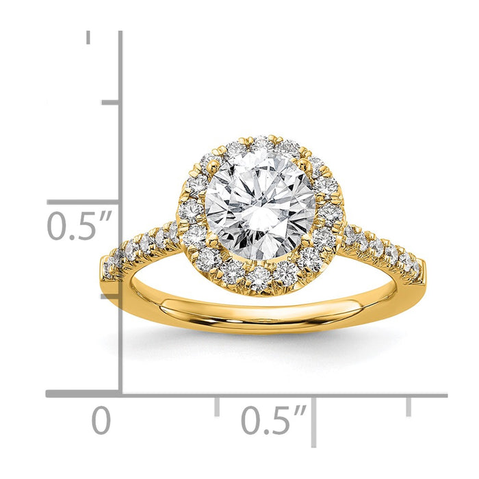 Buy 14K Gold Round Halo Diamond Semi-Mount Engagement Ring - Stylish Value!-3