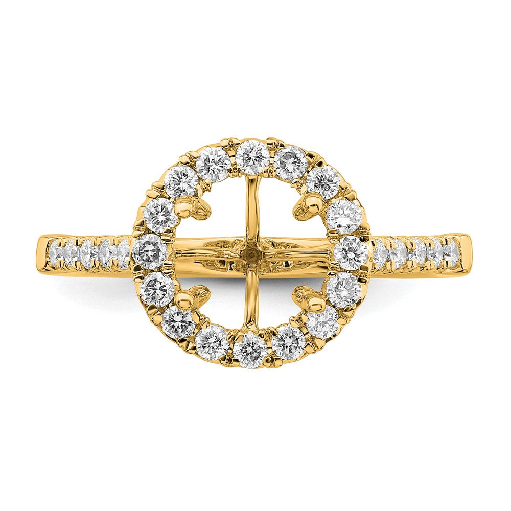 Buy Stylish 14K Yellow Gold Round Halo Diamond Semi-Mount Ring | Value Offer