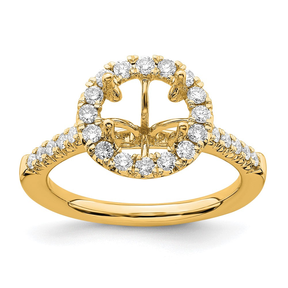 Buy Stylish 14K Yellow Gold Round Halo Diamond Semi-Mount Ring | Value Offer