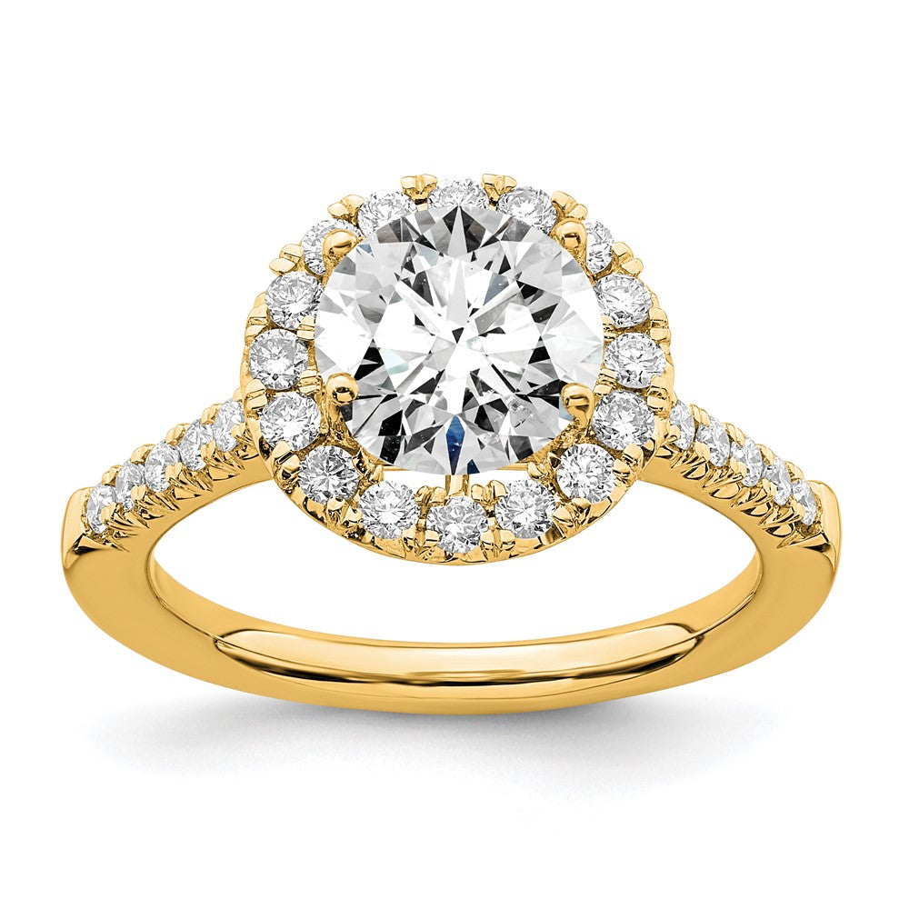 Buy Stylish 14K Yellow Gold Round Halo Diamond Semi-Mount Ring | Value Offer
